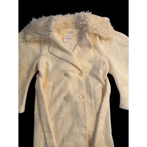 NWT Ghospell Womens Faux Fur Collar Long Boucle Coat Balloon Sleeve Sz. S - Picture 2 of 8